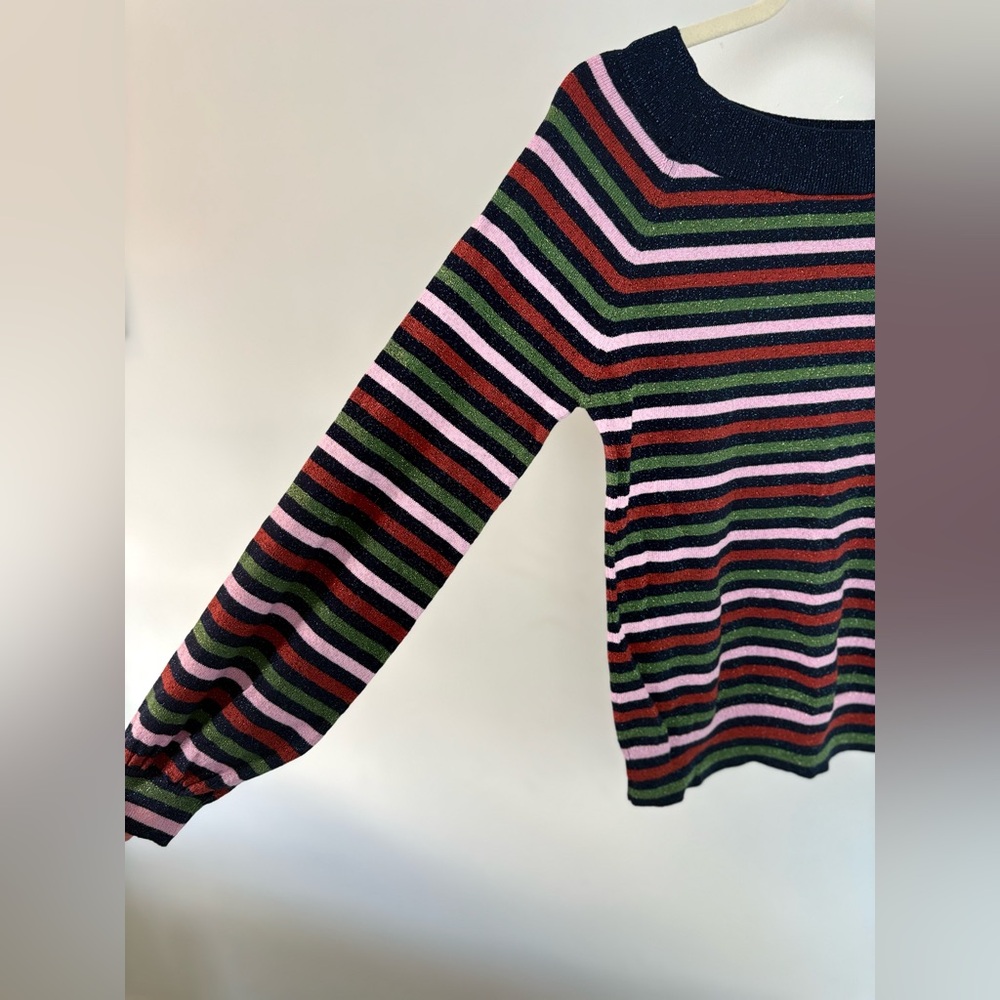 Boden Mabel Striped Wool Metallic Shimmer  Sweater - size 6 - Picture 6 of 8